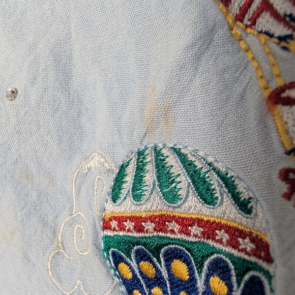 Women's The Quacker Factory Light Blue Hot Air Balloon Button Down 3X - Picture 7 of 16